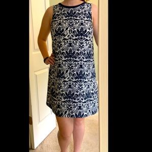 Navy Patterned Slip Dress